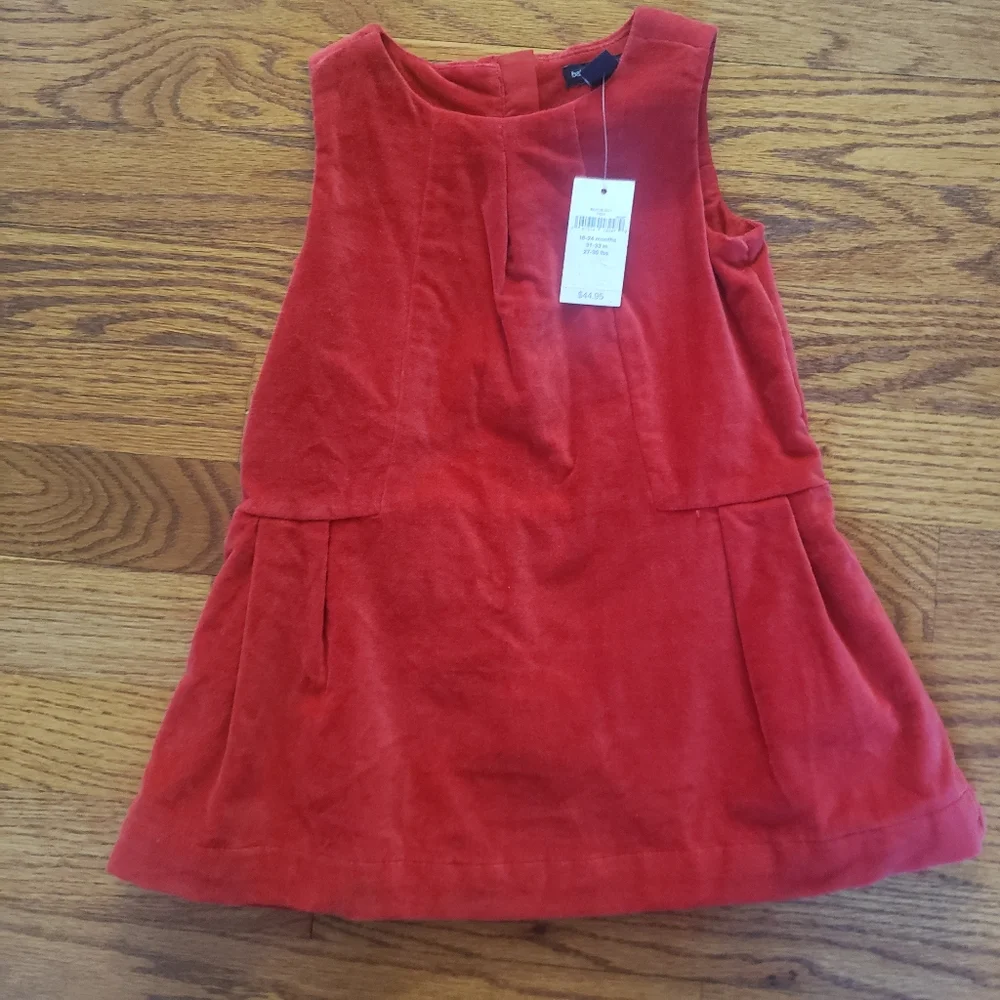 NWT Baby Gap Red Velvet Drop Waist Jumper Dress